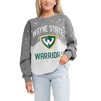 Women's Gameday Couture Gray Wayne State Warriors Twice As Nice Faded Crewneck Sweatshirt