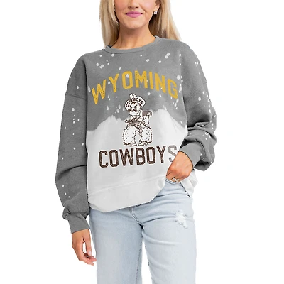 Women's Gameday Couture Gray Wyoming Cowboys Twice As Nice Faded Crewneck Sweatshirt