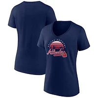 Women's Navy Atlanta Braves One Champion V-Neck T-Shirt