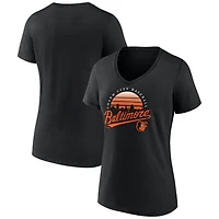 Women's Black Baltimore Orioles One Champion V-Neck T-Shirt