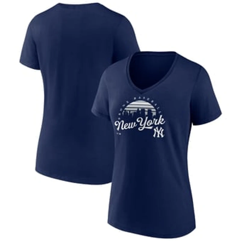 Women's Navy New York Yankees One Champion V-Neck T-Shirt