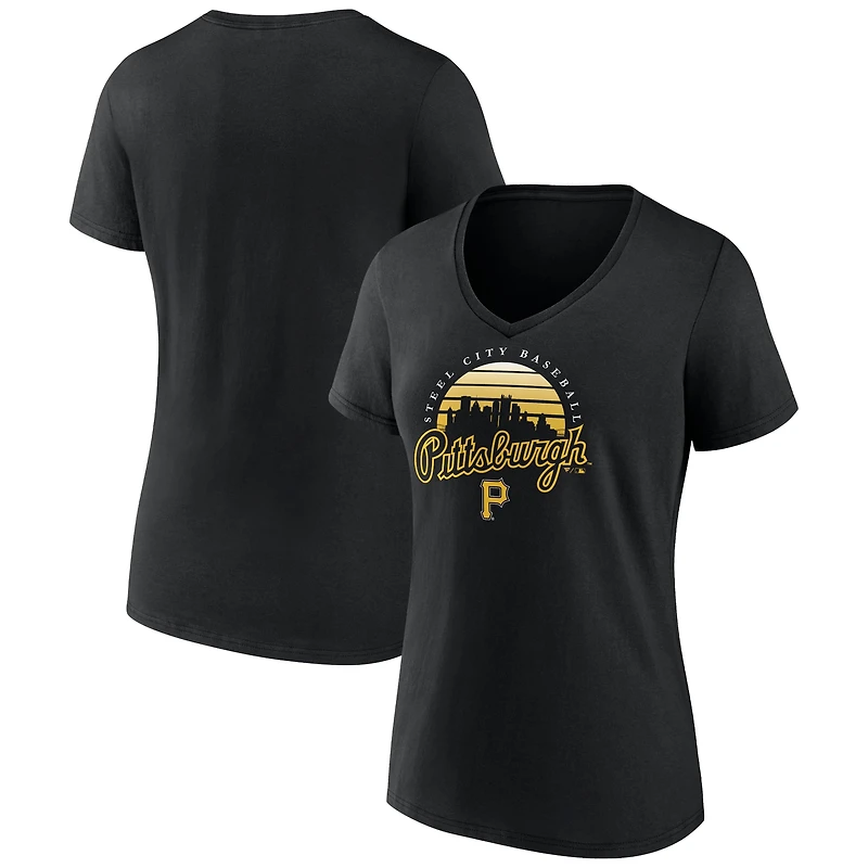 Women's Black Pittsburgh Pirates One Champion V-Neck T-Shirt