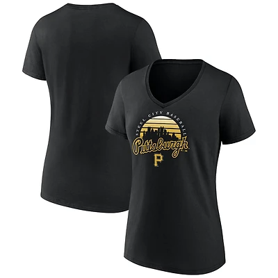 Women's Black Pittsburgh Pirates One Champion V-Neck T-Shirt