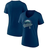 Women's Navy Seattle Mariners One Champion V-Neck T-Shirt