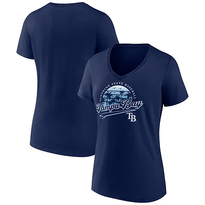 Women's Navy Tampa Bay Rays One Champion V-Neck T-Shirt