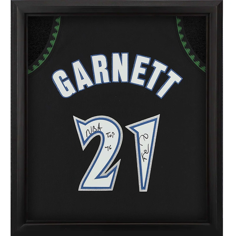 Kevin Garnett Black Minnesota Timberwolves Autographed Framed Mitchell & Ness 1997-98 Authentic Jersey Shadowbox with "NBA Top 75" Inscription