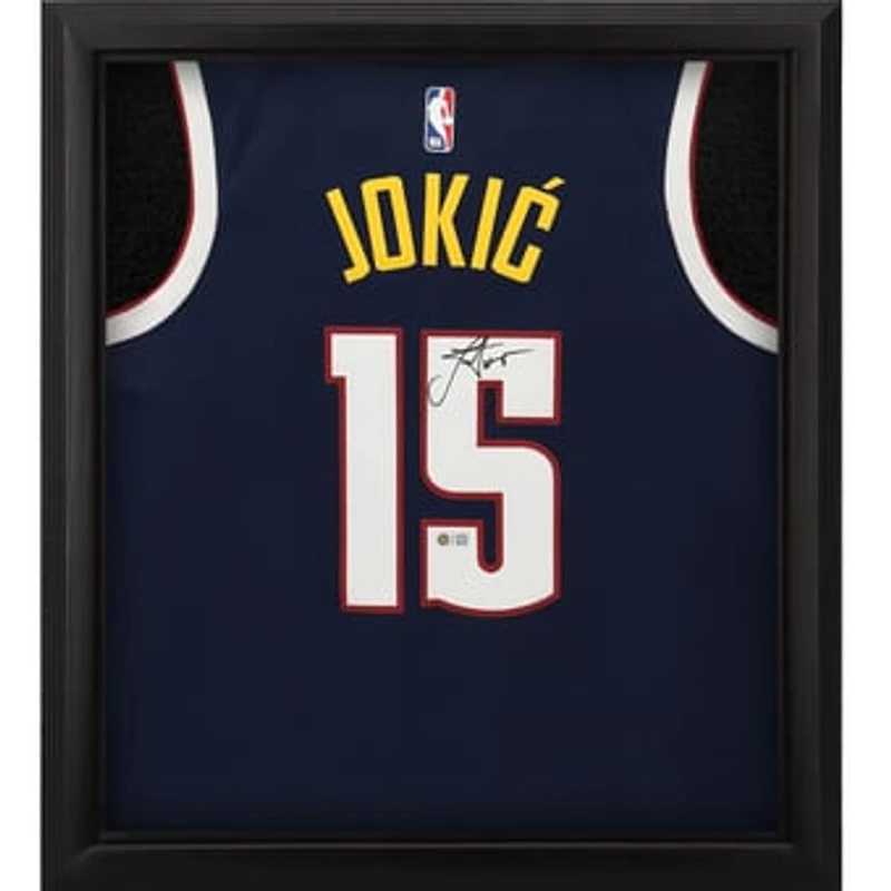 Nikola Jokic Navy Denver Nuggets Autographed Framed Nike Icon 2020-21 Swingman Jersey Shadowbox