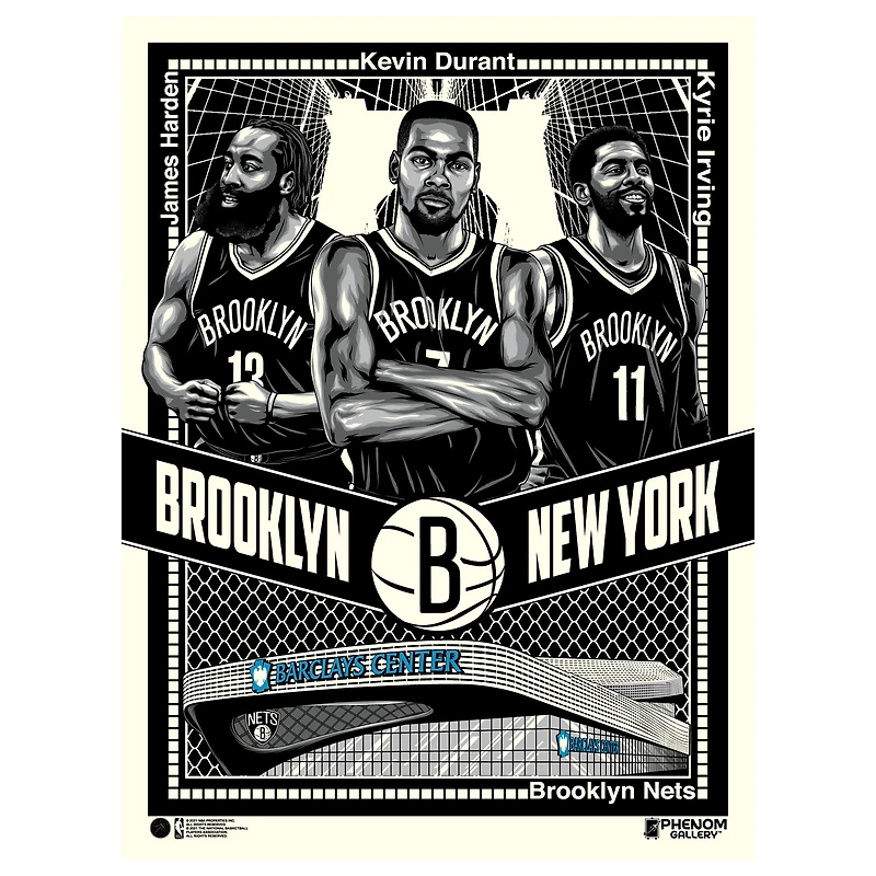 Phenom Gallery Brooklyn Nets 18'' x 24'' 18'' x 24'' Big Three Serigraph