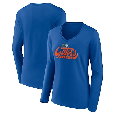 Women's Royal Florida Gators Speed Tested V-Neck Long Sleeve T-Shirt