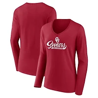 Women's Crimson Oklahoma Sooners Speed Tested V-Neck Long Sleeve T-Shirt