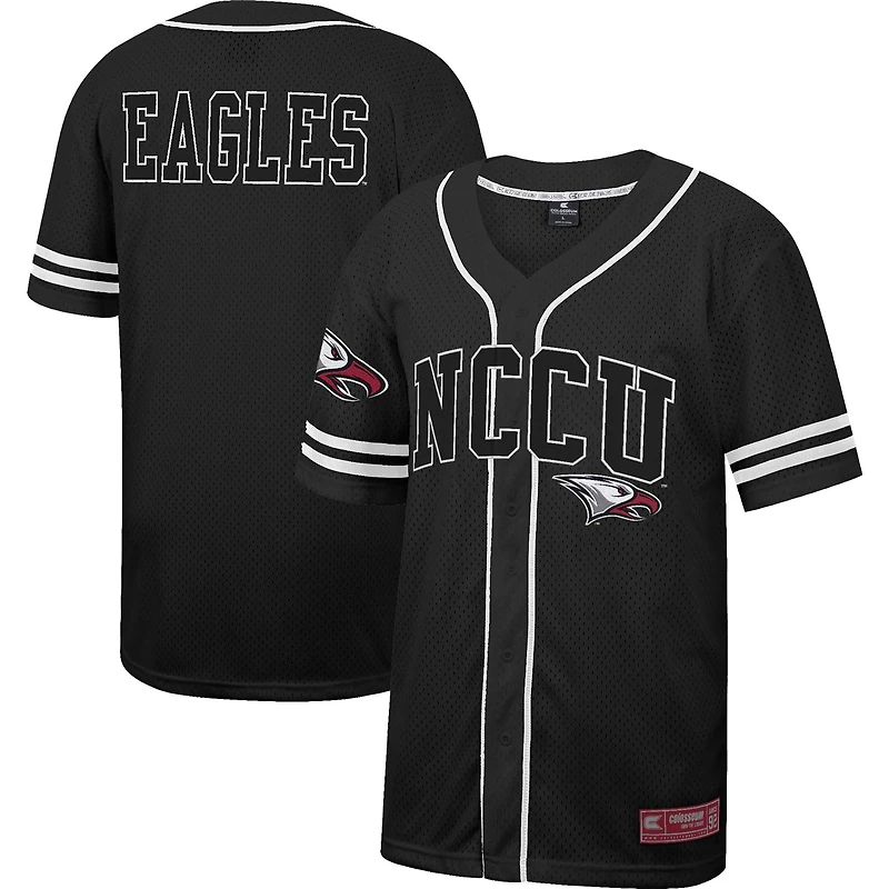 Men's Colosseum Black North Carolina Central Eagles Free Spirited Mesh Button-Up Baseball Jersey