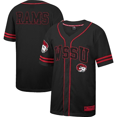 Men's Colosseum Black Winston-Salem State Rams Free Spirited Mesh Button-Up Baseball Jersey