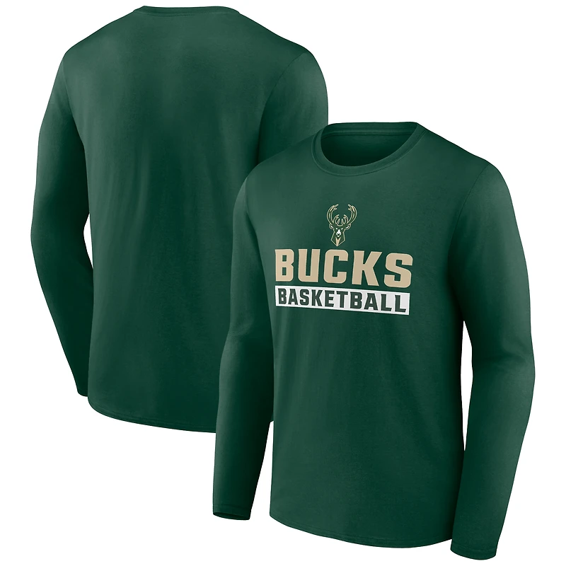 Men's Hunter Green Milwaukee Bucks Let's Go Long Sleeve T-Shirt