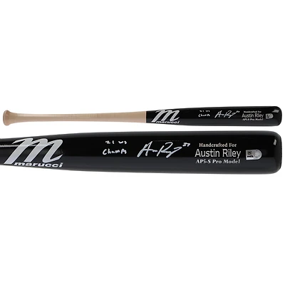 Austin Riley Atlanta Braves Autographed Marucci Game Model Bat with "21 WS Champs" Inscription