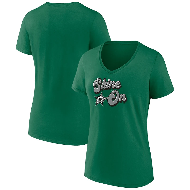 Women's Kelly Green Dallas Stars Active Edge V-Neck T-Shirt