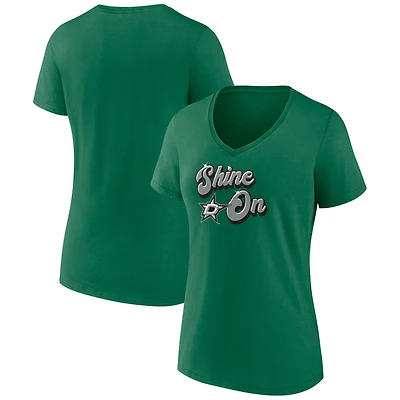Women's Kelly Green Dallas Stars Active Edge V-Neck T-Shirt