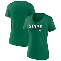 Women's Kelly Green Dallas Stars Primary Play V-Neck T-Shirt