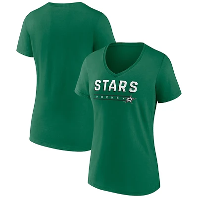 Women's Kelly Green Dallas Stars Primary Play V-Neck T-Shirt