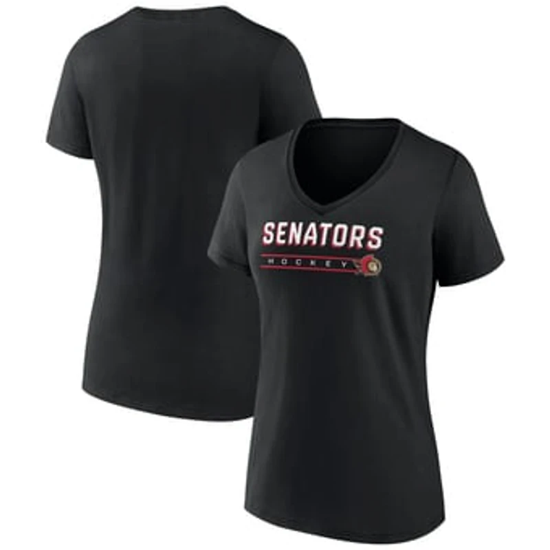 Women's Black Ottawa Senators Primary Play V-Neck T-Shirt
