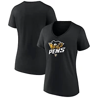 Women's Black Pittsburgh Penguins Active Edge V-Neck T-Shirt