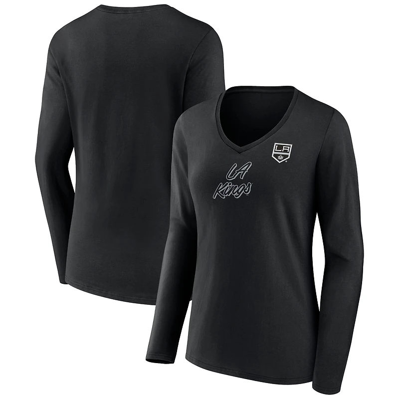 Women's Black Los Angeles Kings Forge Long Sleeve V-Neck T-Shirt