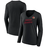 Women's Black Ottawa Senators Forge Long Sleeve V-Neck T-Shirt