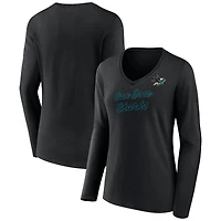 Women's Black San Jose Sharks Forge Long Sleeve V-Neck T-Shirt