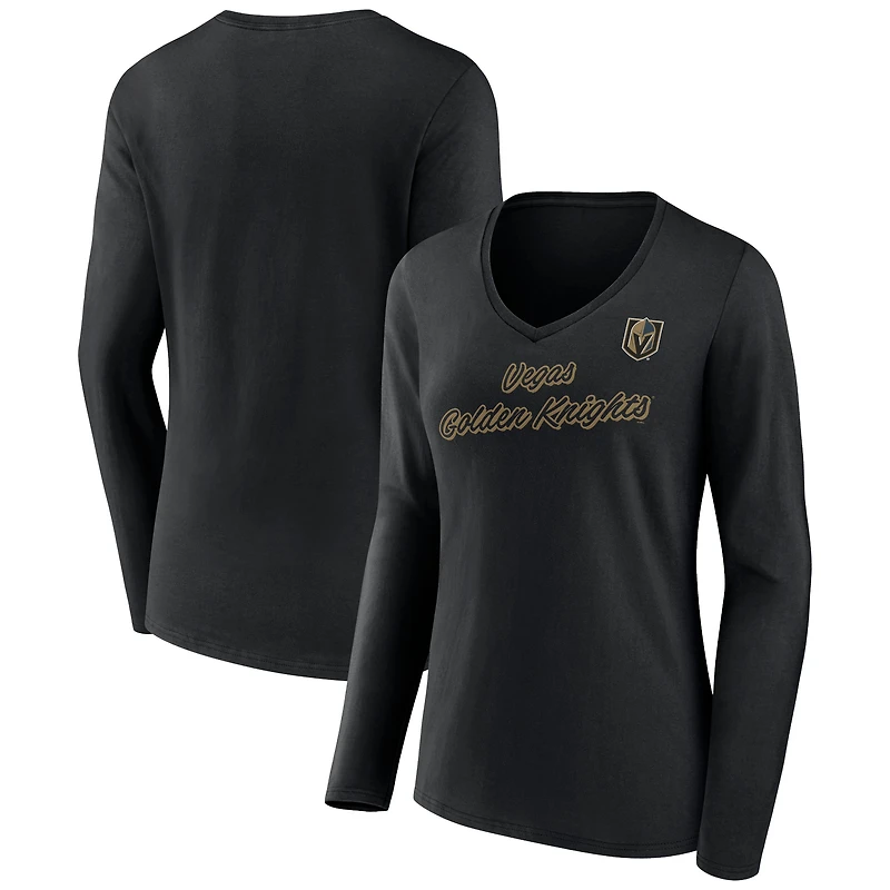 Women's Black Vegas Golden Knights Forge Long Sleeve V-Neck T-Shirt