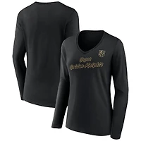 Women's Black Vegas Golden Knights Forge Long Sleeve V-Neck T-Shirt