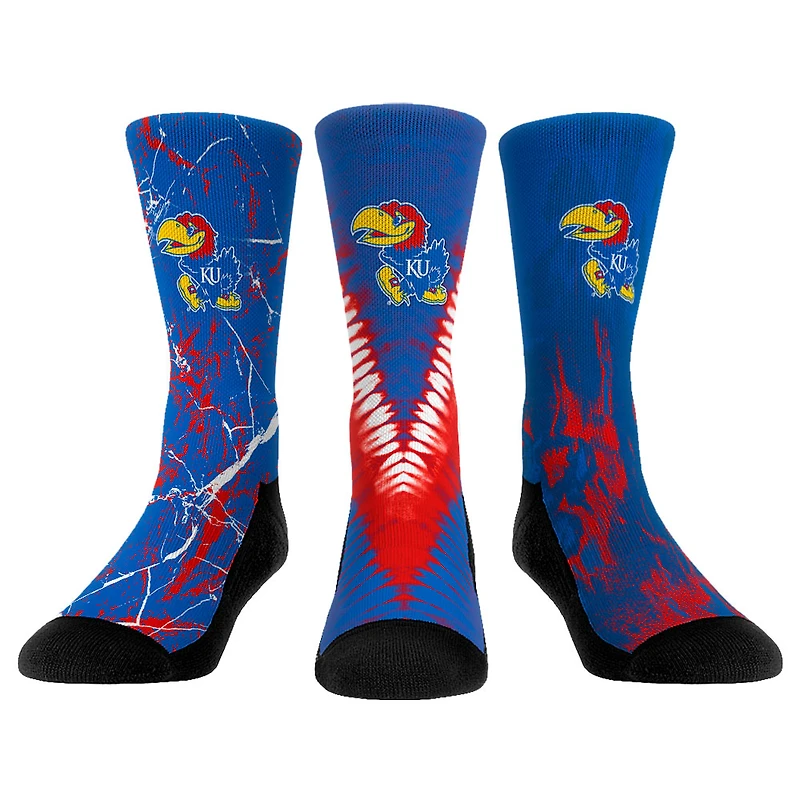 Youth Rock Em Socks Kansas Jayhawks Three-Pack Crew Socks Set