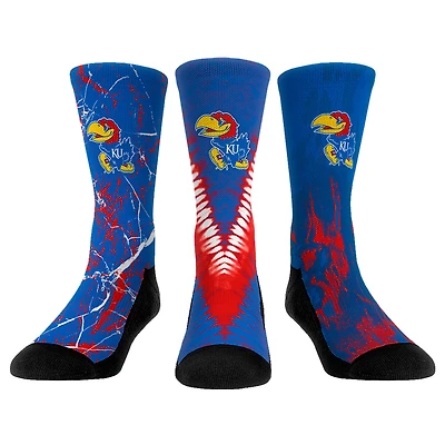 Youth Rock Em Socks Kansas Jayhawks Three-Pack Crew Socks Set