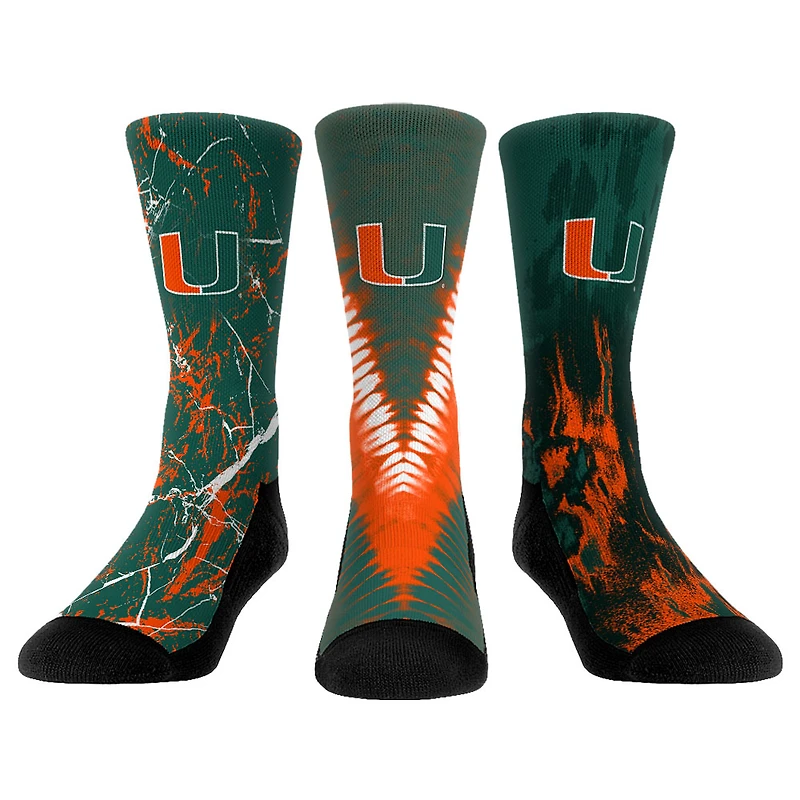 Youth Rock Em Socks Miami Hurricanes Three-Pack Crew Socks Set