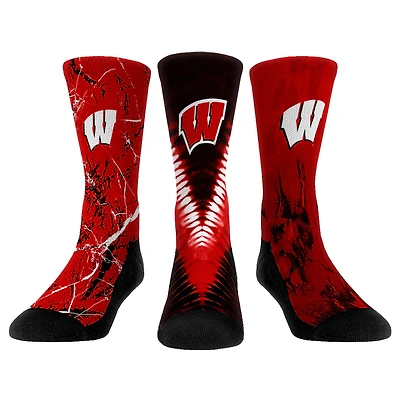 Youth Rock Em Socks Wisconsin Badgers Three-Pack Crew Socks Set