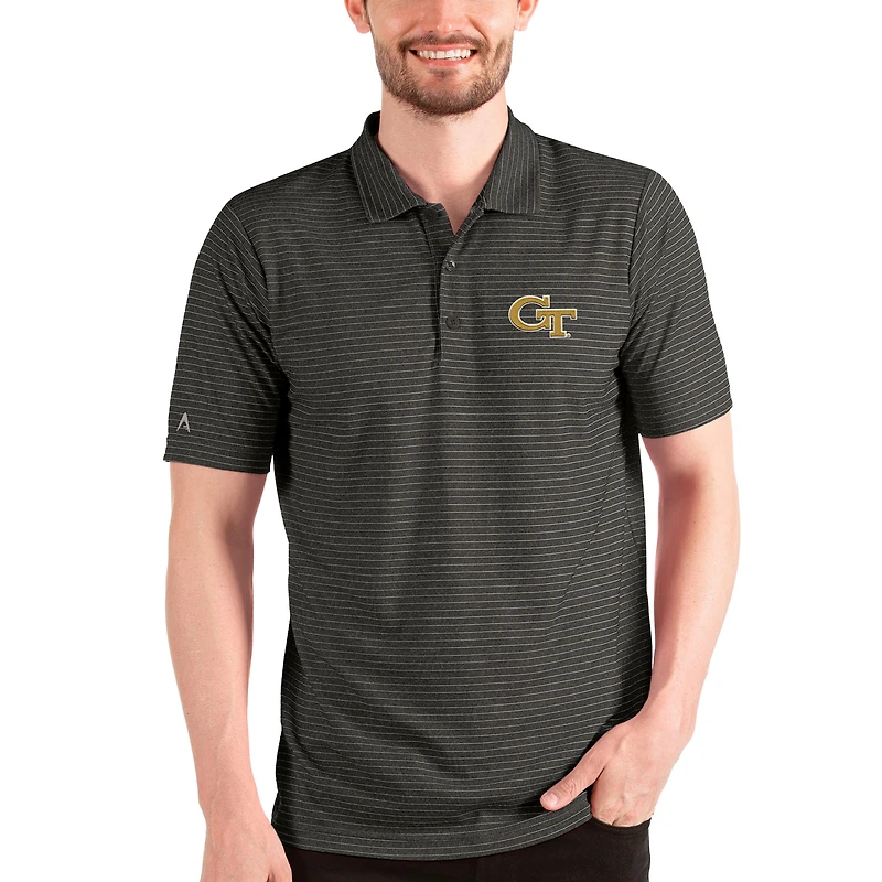 Men's Antigua Heathered Black/Silver Georgia Tech Yellow Jackets Esteem Polo