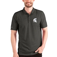 Men's Antigua Heathered Black/Silver Michigan State Spartans Esteem Polo