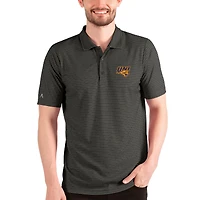 Men's Antigua Heathered Black/Silver Northern Iowa Panthers Esteem Polo