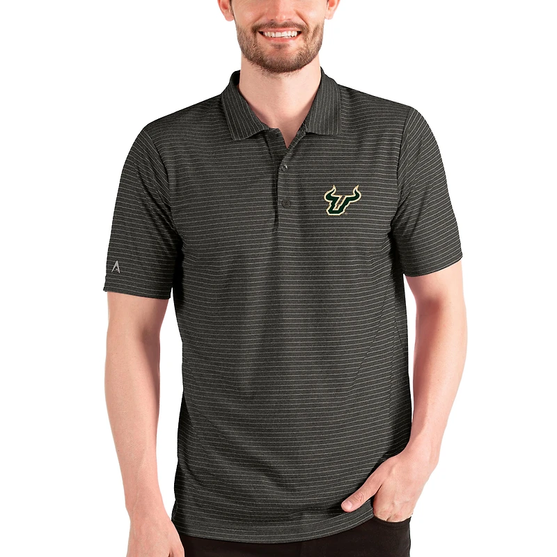 Men's Antigua Heathered Black/Silver South Florida Bulls Esteem Polo