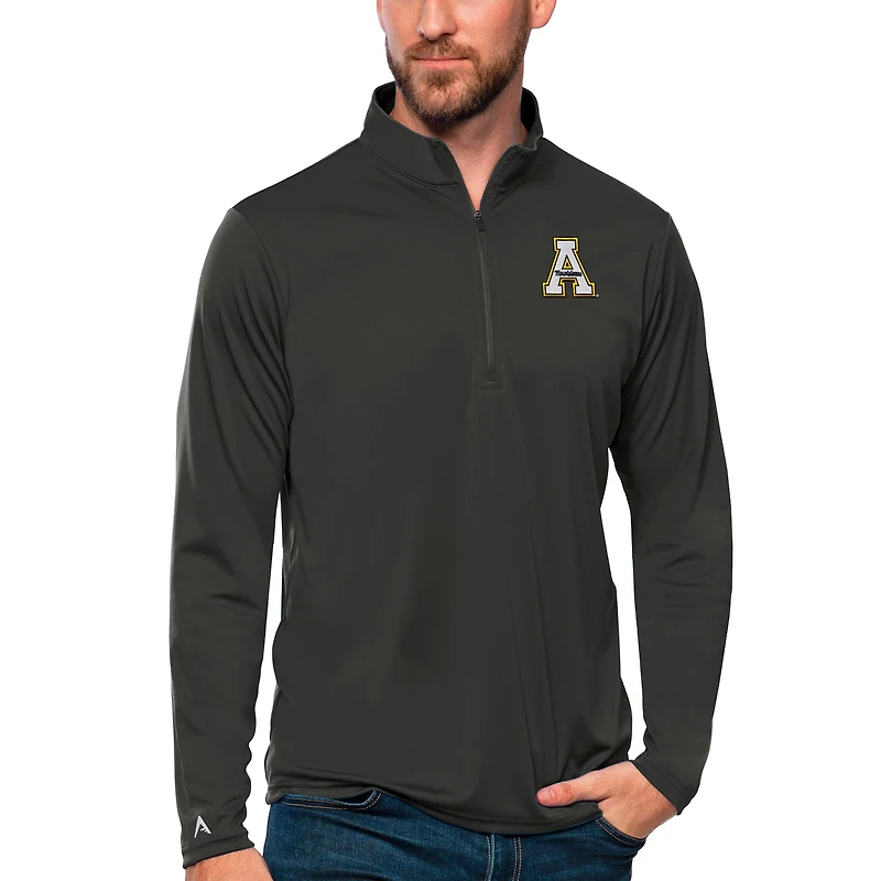 Men's Antigua Charcoal Appalachian State Mountaineers Tribute Quarter-Zip Top
