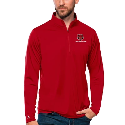 Men's Antigua Scarlet Arkansas State Red Wolves Tribute Quarter-Zip Top