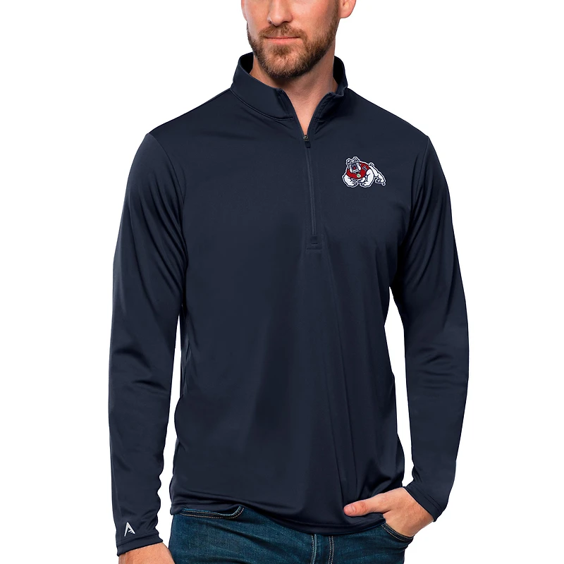 Men's Antigua Navy Fresno State Bulldogs Tribute Quarter-Zip Top