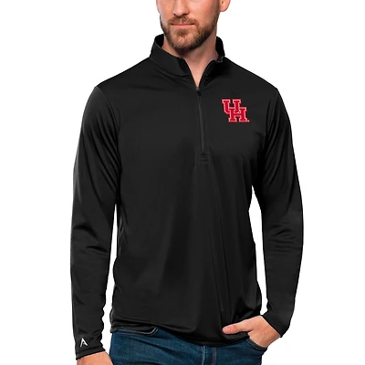 Men's Antigua Black Houston Cougars Tribute Quarter-Zip Top