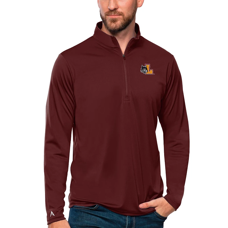 Men's Antigua Maroon Loyola Chicago Ramblers Tribute Quarter-Zip Top