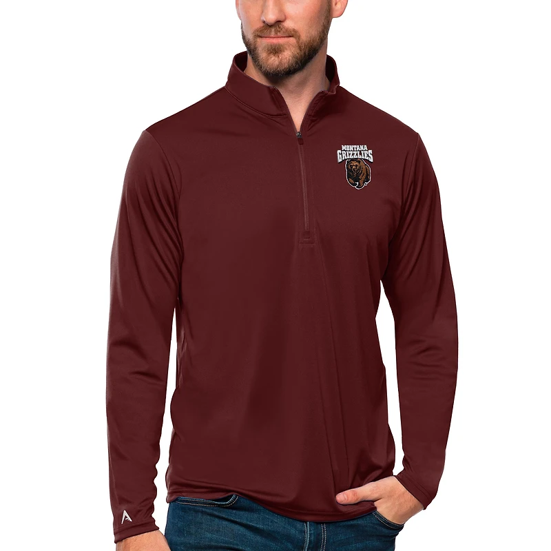 Men's Antigua Maroon Montana Grizzlies Tribute Quarter-Zip Top
