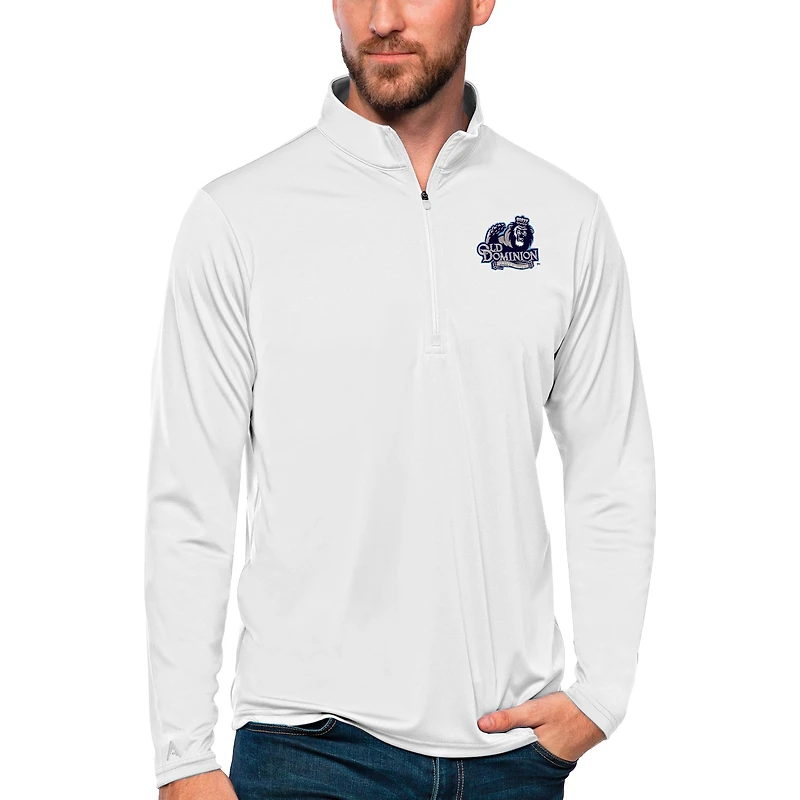 Men's Antigua White Old Dominion Monarchs Tribute Quarter-Zip Top