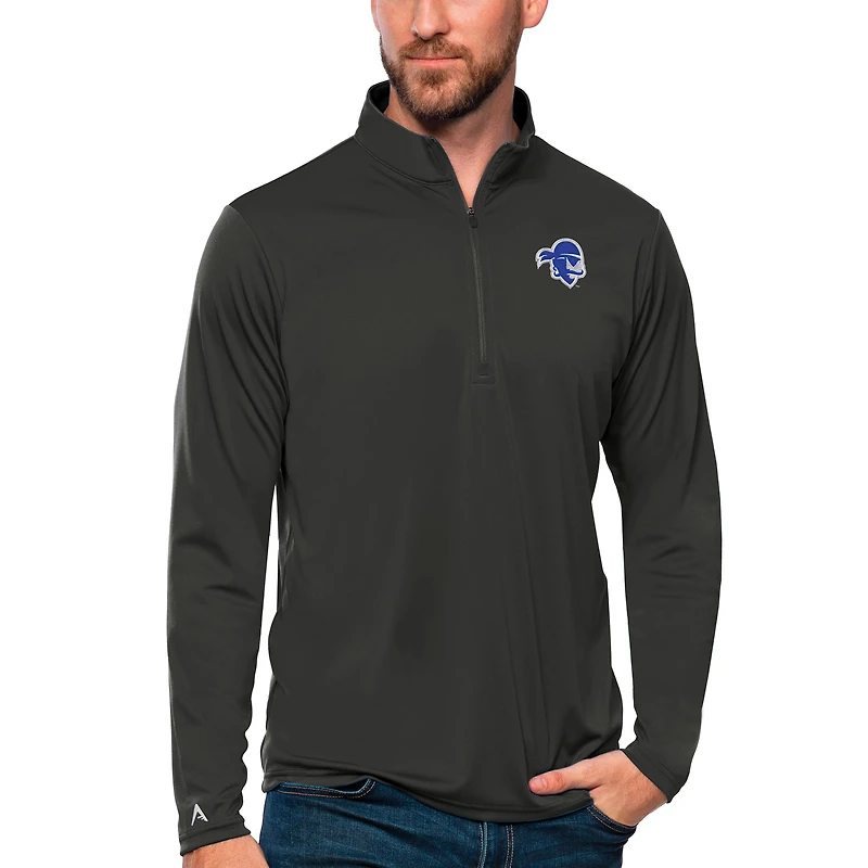 Men's Antigua Charcoal Seton Hall Pirates Tribute Quarter-Zip Top