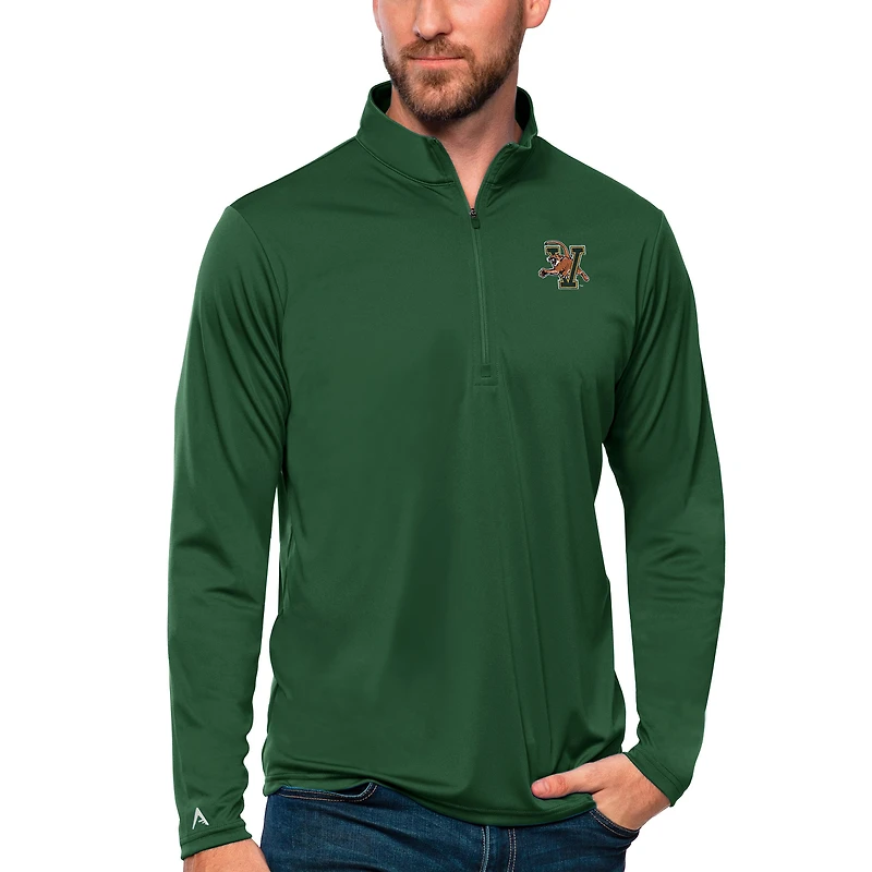 Men's Antigua Green Vermont Catamounts Tribute Quarter-Zip Top