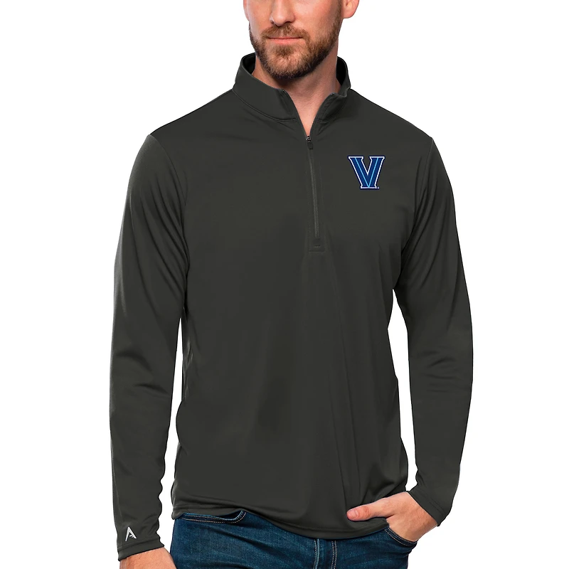 Men's Antigua Charcoal Villanova Wildcats Tribute Quarter-Zip Top