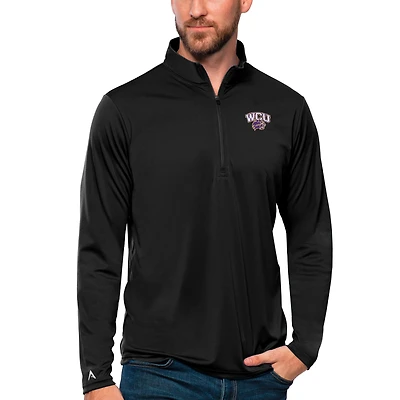 Men's Antigua Black Western Carolina Catamounts Tribute Quarter-Zip Top