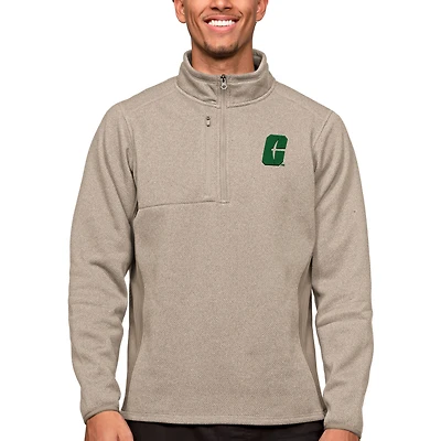 Men's Antigua Oatmeal Charlotte 49ers Course Quarter-Zip Pullover Top