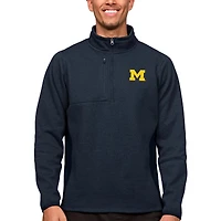Men's Antigua Heather Navy Michigan Wolverines Course Quarter-Zip Pullover Top